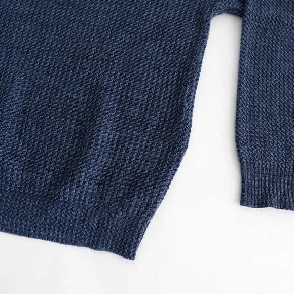 Vintage David Taylor Navy Fine Knit 3D Eclectic Grandpa V Neck Sweater Medium - Picture 5 of 9